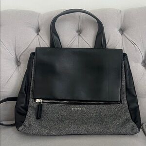 Givenchy Medium Pandora Satchel Bag Leather Black and Gray